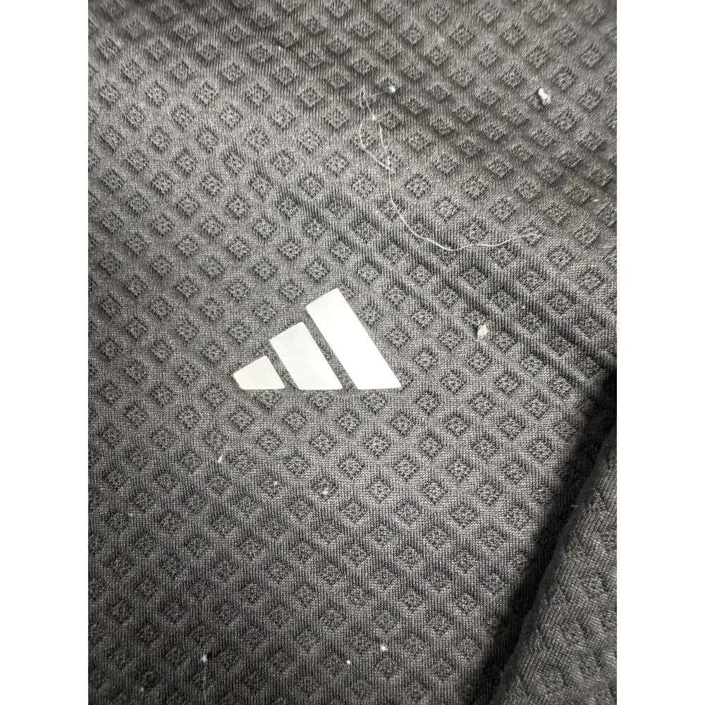 Adidas Men’s Black Textured 1/4 Zip Pullover Sweatshirt XL Athletic Logo